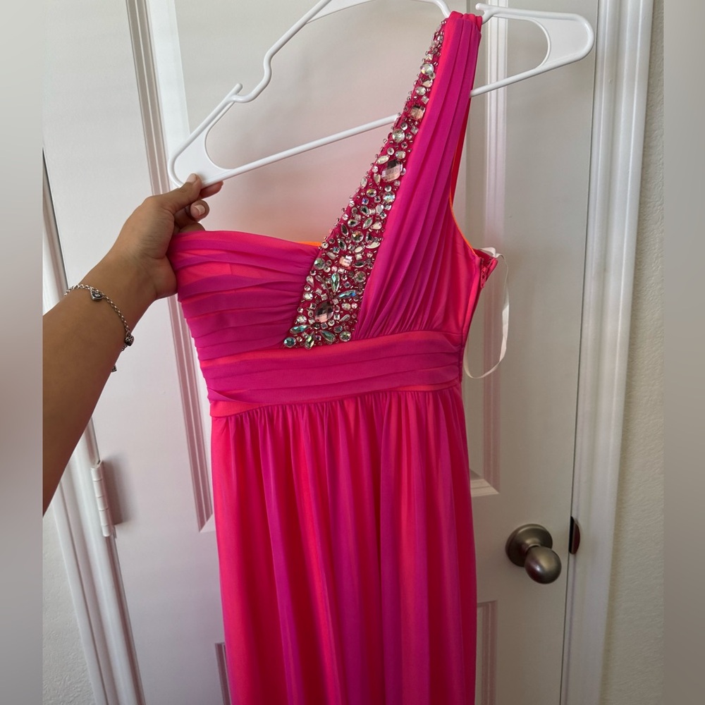 City Studio Vibrant Pink and Orange Dress with Gem Accents
